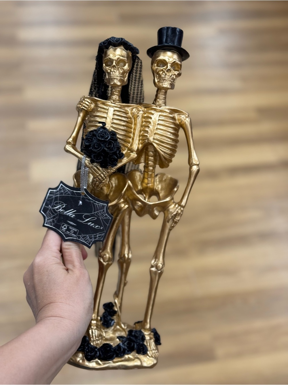 Gold Skeleton Bride & Groom Home Art Figurine